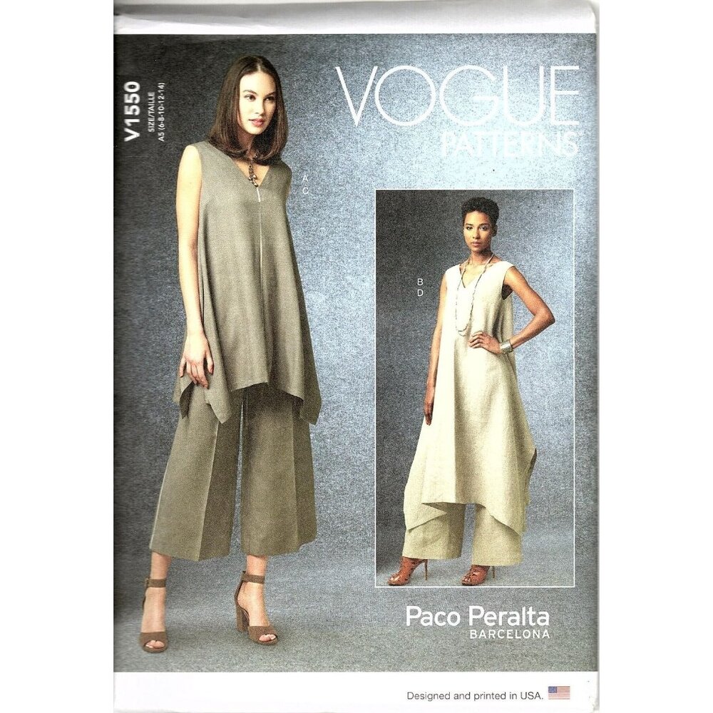 Vogue V1550 Misses 6 to 14 Paco Peralta Tunics and Pants Uncut Sewing Pattern